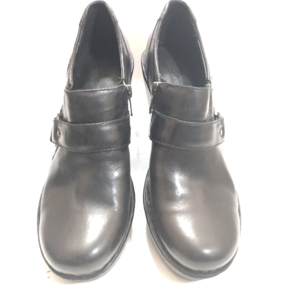 Born black leather clogs platform shoe (dollie) size 10